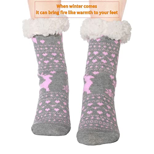 Yenktwei Non-slip Fuzzy Slipper Socks for Women Winter Indoor Cozy Socks Warm Comfortable Fluffy Sleep Socks3