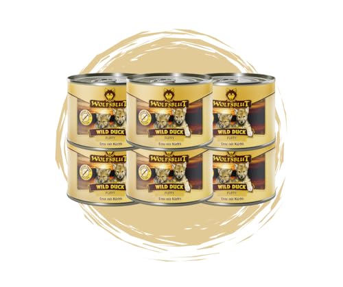 Wolfsblut Wild Duck Puppy 6x200g - Hundefutter/Nassfutter - für Allergiker geeignet, getreidefrei & voller Vitalstoffe - mit 100% Ente - ohne künstliche Zusätze & hoher Fleischanteil