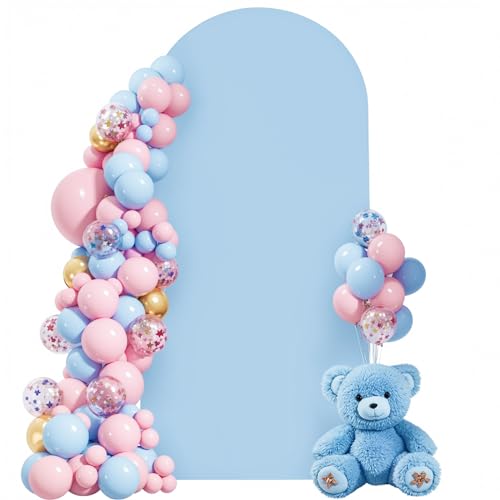 Baby Blue Arch Cover, 6FT Spandex Fitted Wedding Arch Stand Covers Round Top Chiara Backdrop Cover for Birthday Party Ceremony Banquet Decoration