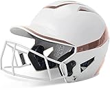 Champro Rise Pro Girls Softball Batting Helmet with Face Guard - Girls Softball Helmets - Bio Fresh/DRI-Gear Moisture Wicking Pad Liner - White/Rose Gold, Senior
