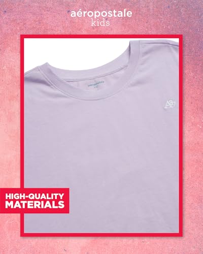 Image of Girls T Shirts - Soft Cotton Blend Short Sleeve Cute Graphic Tees - Classic Crewneck Logo Tee Girls Shirts (Sizes: 4-16), Size 10-12, Orchid