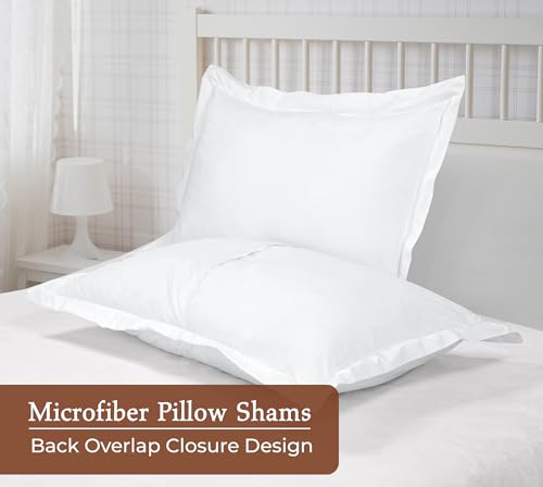 Royale Linens Pillow Shams 2 Pack Queen Size 20x30 Inch - Brushed 1800 Microfiber - Bed Pillow Shams, Wrinkle Resistant Super Soft and Cozy - Back Overlap Closure - Oxford Pillowcase (Queen, White) - Thumbnail 2