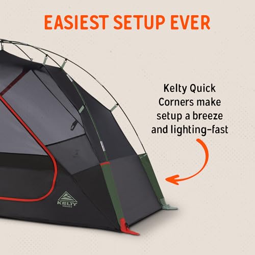Image of Kelty Wireless Freestanding Camping Tent, 2 4 or 6 Person Size, Huge Interior and Peak Height, Intuitive + Easy to Pitch, Color Coded Setup