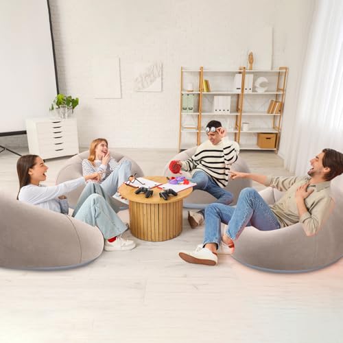 Image of Realspring Inflatable Bean Bag Chairs Outdoor Blow up Camping Chairs Inflatable Lazy Sofa Folding Portable Bean Bag Loungers Couch for Movie Night(Coffee,12 Pcs)