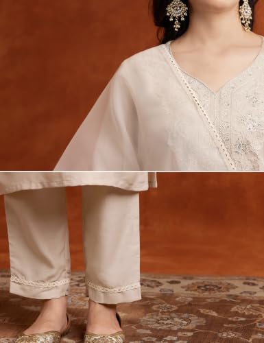 Image of Amazon Brand - Myx Women's Embroidered Kurta Pant Set with Dupatta (Available in Plus Sizes)