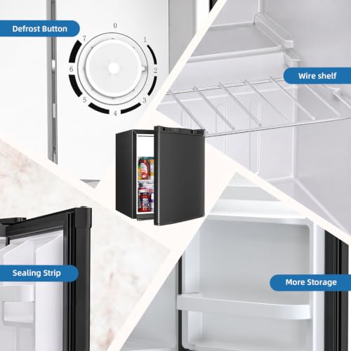 Image of Antarctic Star Compact Refrigerator Mini Fridge with Single Reversible Door,Wire Shelf,Defrost Button, for Bedroom /Office /Dorm,1.3 Cu. Ft,Blcak