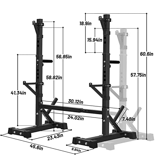 Canpa Squat Rack, Adjustable Barbell Rack Strength Training Barbell Stand With Dip Station Multi-Function Squat Stand Equipment For Home Gym Fitness 600Lbs (Black) #TOP3