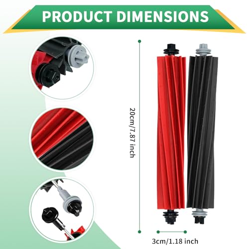 Image of 4-Pack Dual Main Brush Replacement for Roborock S8, S8+, S8 Pro Ultra, Q8 Max, Q8 Max+, Q5 Max+, Q5 Pro, Q5 Pro+ Robot Vacuum Cleaner, Rubber Roller Brush Kit