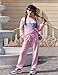 Arshiner Girls Fall Outfits 2 Piece Pant Set Fashion Color Block Stripe Sweatshirt Long Sweatpants with Pocket Loungewear,Pink,11-12 Years