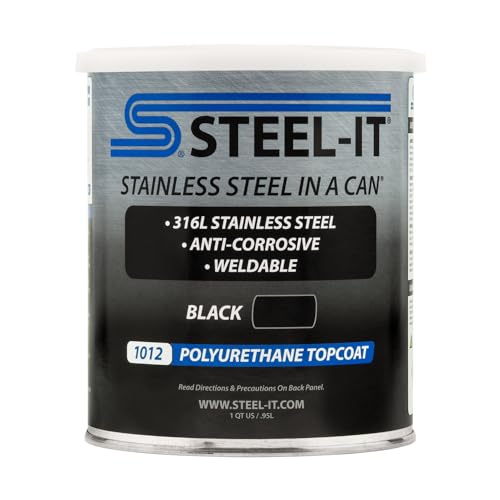 Steel-It 1012Q Polyurethane Topcoat, Weldable, Superior Anticorrosion Coating - Black (1 Quart)