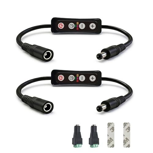 GXILEE Aquarium Light Timer and Dimmer 5.5mm x 2.1mm DC Barrel Connector 6/10/12 Hour Auto On/Off Brightness Control 10-100% Sunrise Sunset Simulation for Fish Tank 12-24V DC LED Lights 2 Pack
