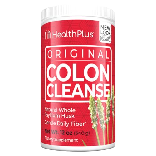 Health Plus Original Colon Cleanse, 12 oz powder, 48 Servings - Natural Detox, Digestive Constipation Relief, Daily Fiber, contains Psyllium Husk