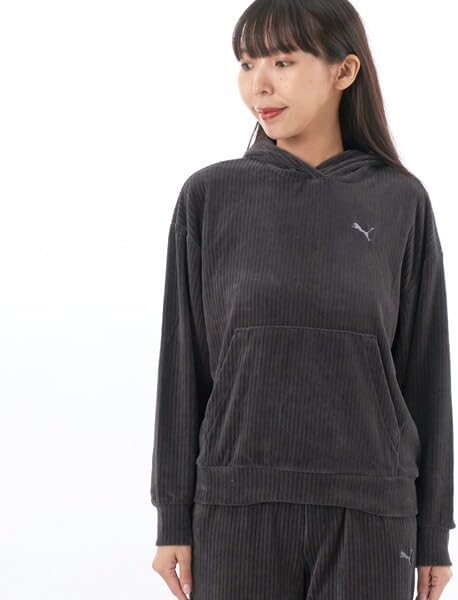 PUMA カジュアル スポーツ パーカー フーディESS ELEVATED コンフォート ベロア リブ フーディー 691004レデ