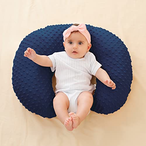 Nursing Pillow Cover Breastfeeding Pillow Cases Minky Dot Slipcover (Estate Blue) - Thumbnail 6