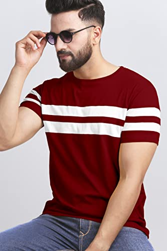 Image of AUSK T-Shirt for Mens Double Stripes on Chest
