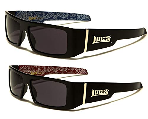 Locs Gangsta Sunglasses Various Combos 58 Style (2 Pack Blue Bandana and Red Bandana)