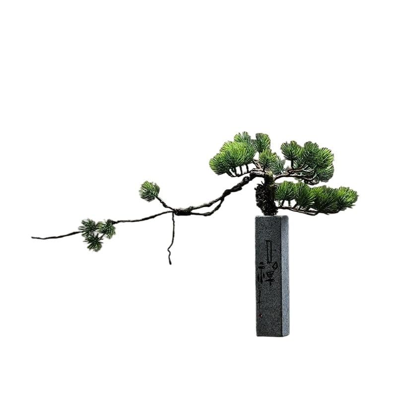 Árbol bonsái Artificial pequeño, simulación de planta de Pino acogedora en maceta, oficina Creativa, jarrón de Piedra Chino, decoración de interiores para El hogar, adornos para sa