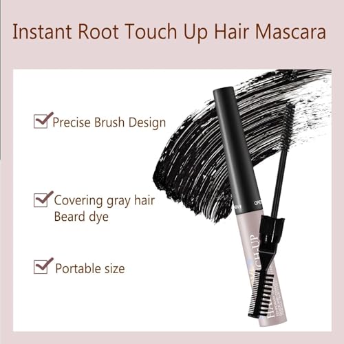 Root Touch Up, Grey Hair Cover Up Beard Dye Hair Mascara Root Cover Up Semi Permanent Hair Dye Temporary Brush On Colour Waterproof Sweatproof Long-Lasting - 3 Type Brushes(Dark Brown) - Image 8