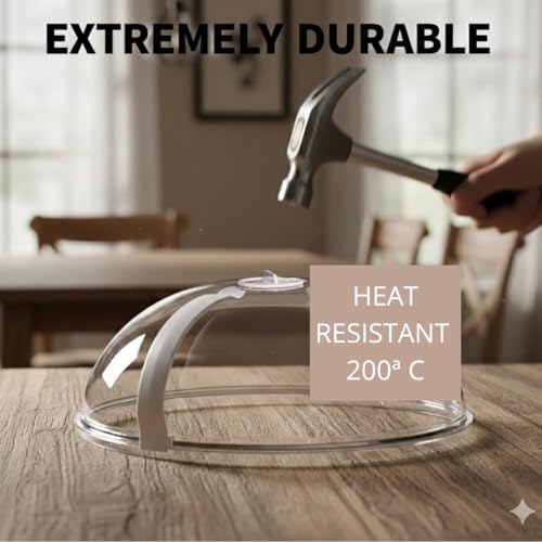 Miniatura 6 de Cubierta Para Microondas Transparente Con Asa, Tapa Sin Bpa Resistente A 200 C, 26 Cm De Diámetro X 11 Cm De Alto, Protección Contra Salpicaduras