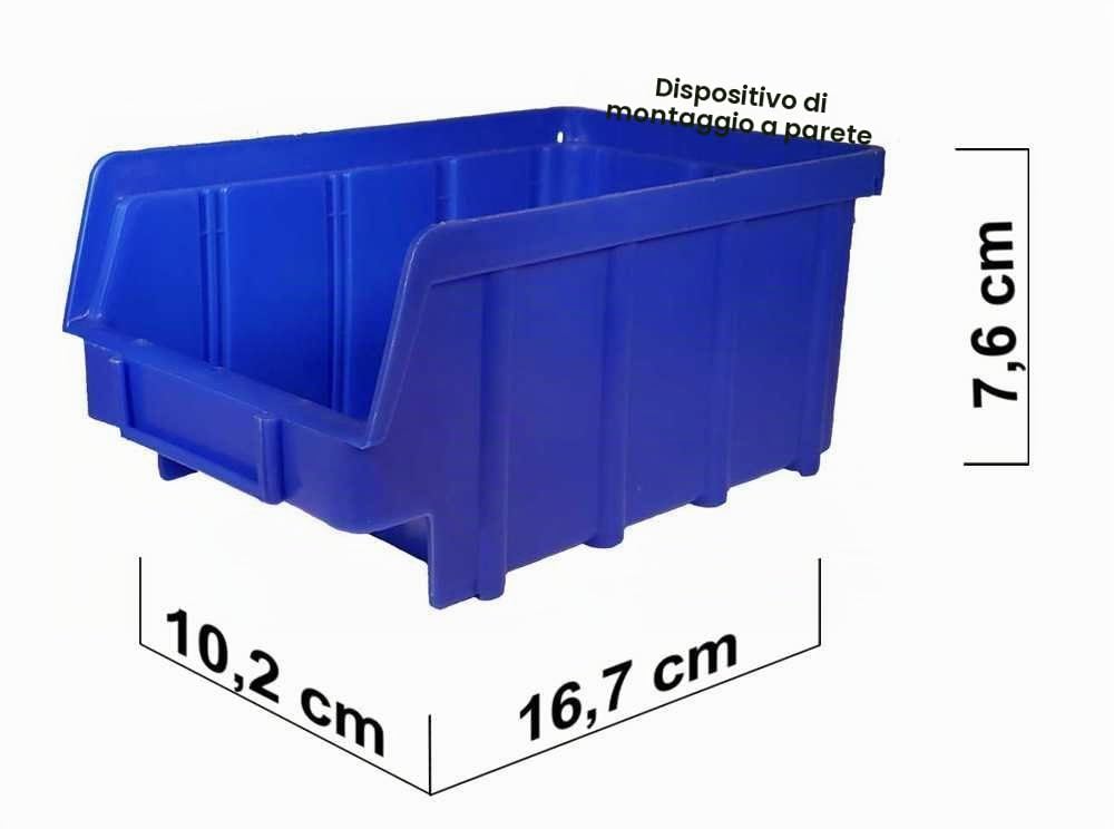 80 scatole impilabili – Blu – Misura 2 (102 x 167 x 76 mm) – Impilabili | Scatola per scaffali | Scatola di immagazzinamento | Scatole impilabili