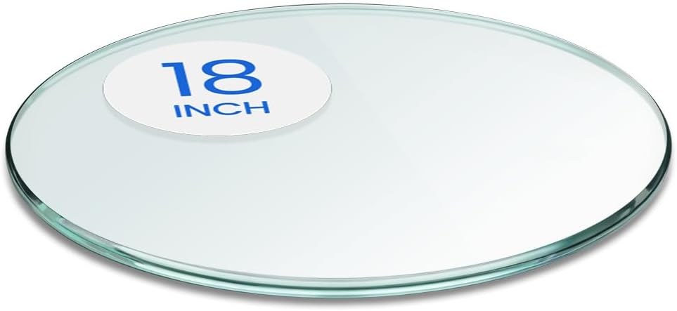 Dulles Glass 18 inch Round Glass Table Top - Tempered - 3/8" Thick Glass Surface, Safe Pencil Edge, Multipurpose for Dining Table, Patio, Coffee and End Table