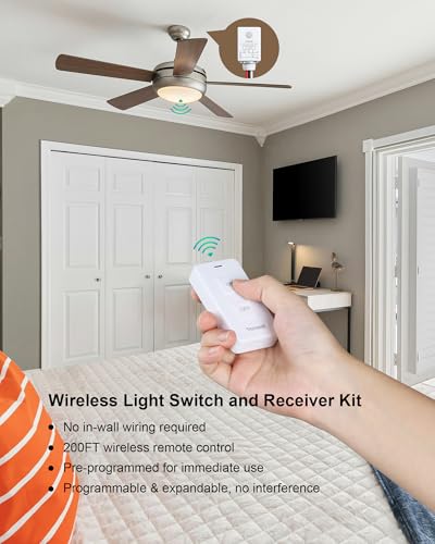 Image of Wireless Light Switch and Receiver Kit with Portable Magnetic Switch