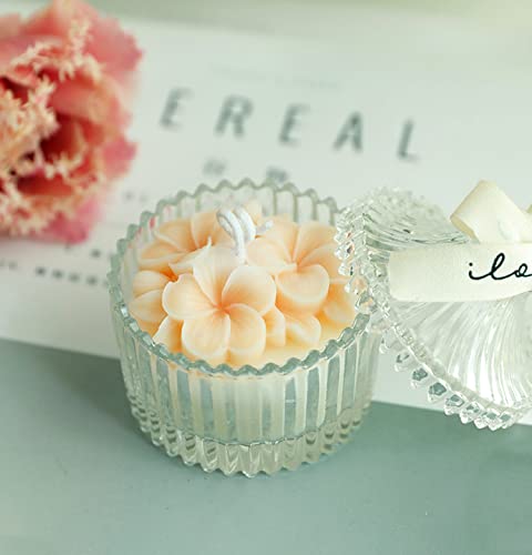 Flower Scented Candle,230G Plumeria Rubra L Soy Wax Aroma Decorative Candle in Glass Jar 8 Hours,Handmade Candle for Table Photo Prop,Prefect Gift for Meditation Stress Relief Mood Boosting Bath Yoga