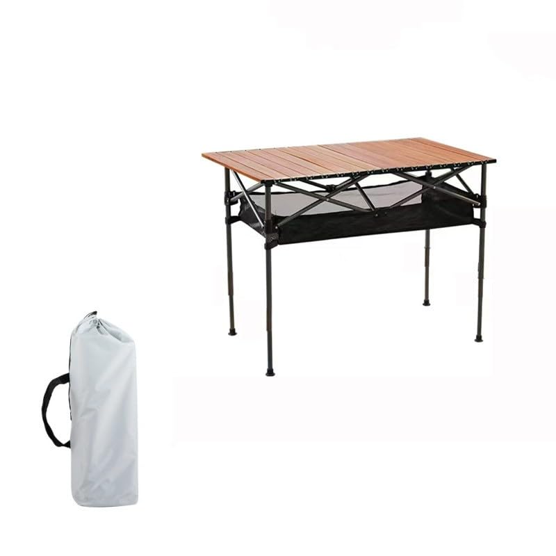 Foldable Portable Picnic Table, Waterproof Pocket, for Outdoor BBQ, Cookout, Beach & Camping - 95 x 55 x 50CM (Wood Grain)