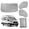 Lot de 3 Thermiques Internes pour Camping-Car, Imperméables et Résistants aux UV Pare-Soleil pour Van, Housse d’écran Pliable en Argent Aveugle pour Ford Transit Custom