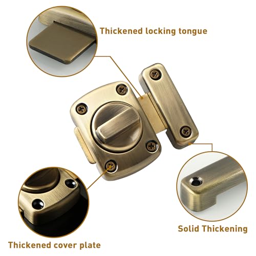 Alise Gate Latch Slide Bolt Latches Lock,Medium Size Safety Double Sided Rotate Gate Hardware for Storage Box, Cabinet,Shed Door, Oil Rubbed Bronze,63mmx55mm MS220C-Q