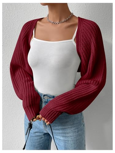 Image of Verdusa Women's Y2k Cropped Cardigan Sweaters Lightweight Knit Open Front Bolero Shrugs Spring Fall Outfits