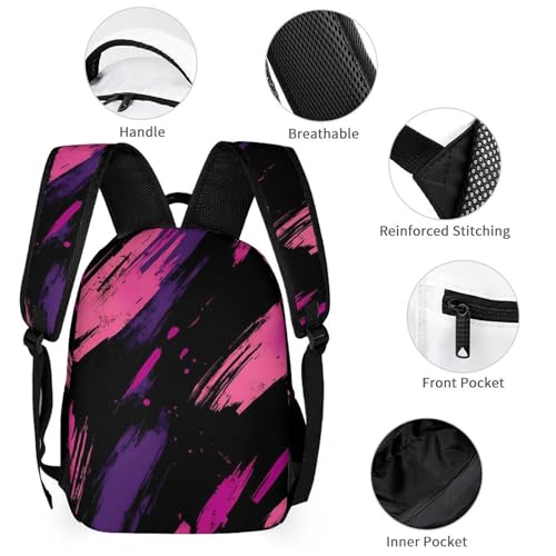 Pink-purple Graffiti Backpack Shoulder Bags Lunch Bag Pencil Case Box 3 Set Daypack Cute3