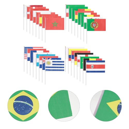 Garneck International World Stick Flag: 32PCS Hand Held Small National Flag Mini National Pennant Flags Banners On Stick Banners for Football Party Bar Street Decorations - Image 3