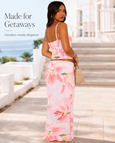 Image of Two Piece Skirt Set Women Maxi Long Skirt and Top Outfit