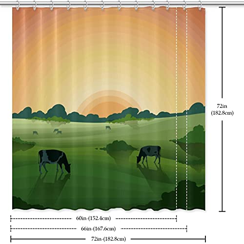Rideau de douche vache 182x182 cm pour decoration rustique de salle de bain - 7