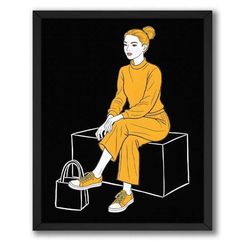 InkFlow Posters Seated Woman Poster Displaying Peaceful Sitting Pose in