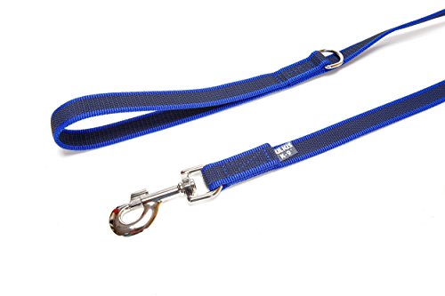 IDC Color & Gray gumierte Leine, 20 mm x 2 m mit Schlaufe und D-Ring, Blau-Grau