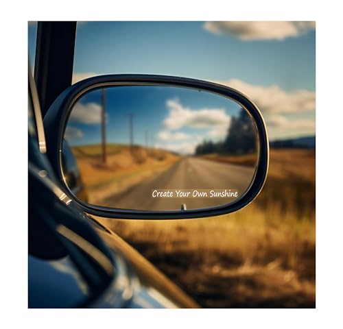 Calcomanía espejo retrovisor lindo sol vinilo premium troquelado blanco impermeable de 1.8" 2