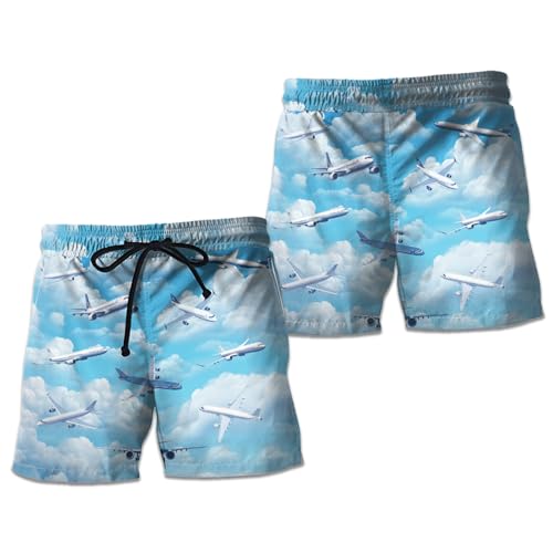 Mens Airplane Swim Trunks - Aircraft Swimming Trunks for Men, Hawaiian Military Helicopter Beach Shorts3
