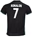 #7 Ronaldo Real Madrid Third Kid Soccer Jersey & Matching Shorts Set 2016-17,Black,Youth M (8 to 10 Years Old)
