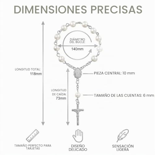 Miniatura 2 de Kahzor 5 Piezas Rosarios De Bautismo, Mini Rosarios De Dedo, Cuentas De Perlas De Imitación Para Bautizo, Comunión, Boda, Fiesta Y Recordatorios De Comunión, Detalles Comunión Para Invitados Plata