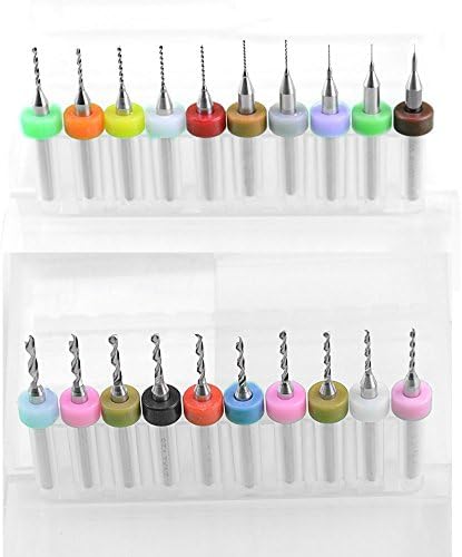 20pcs PCB Print Circuit Board Carbide Tungsten Steel Micro Drill Bits Set Shank 0.10mm to 1.0mm and 1.1mm to 2.0mm (1 Each)