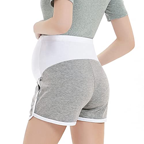 Maternity Summer Shorts Cotton Lounge Pregnancy Short Pants Full Panel Grey L