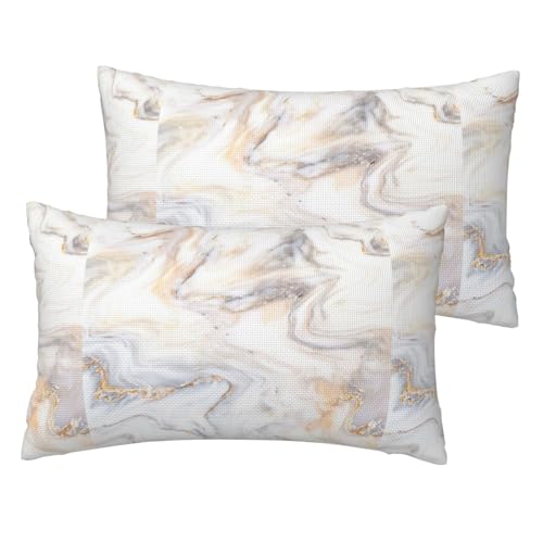 Impresión de mármol Amarillo,Funda de Almohada Decorativa de poliéster, Suave, 30 x 50 cm