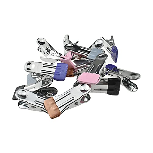 Image of Hahiyo Stainless Steel Clothespins Sock Clip Laundry 2.2inch Length with Spring Strong Grip Windproof Easy Pinch Hang Handy Save Space Not Damage Leave Pinch Mark for Clothesline Towel 5colors 15PCS