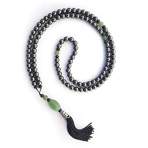 JAPAMALA 108 CONTAS HEMATITA COM QUARTZO VERDE