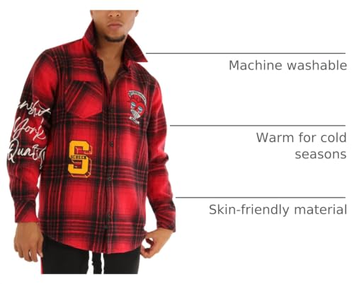 Image of SCREENSHOT Shacket 3202 Mens Casual Plaid Flannel Shacket Shirt Jacket Button Down Long Sleeve