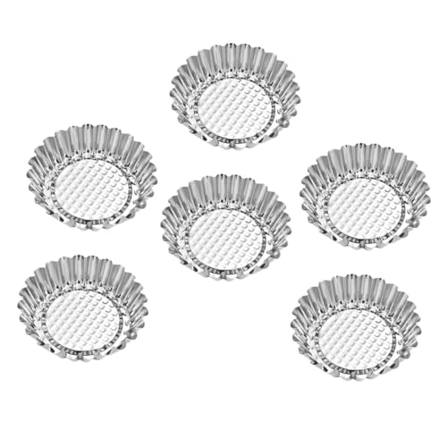 GETAJGHSD 6個 不錆ステンレス製タルト型 耐熱ベーキングモールド ケーキ型 エッグタルト用 製菓用品 家 業務用 簡単取り外し可能デザイン