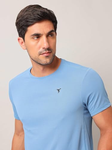 Image of TECHNOSPORT Men's Slim Fit Polyester Activewear Sports T-Shirt with Moisture-Wicking Comfort for Workout, Running & Gym