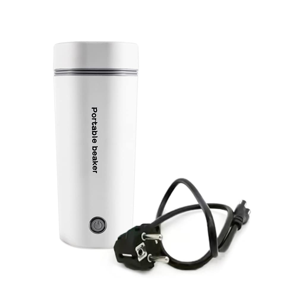 Andoer Hervidor Eléctrico de Viaje Portátil 3 en 1 de Doble Capa en Acero Inoxidable 304, Apagado Automático para Preparar Té, Café y Leche, 350 ml